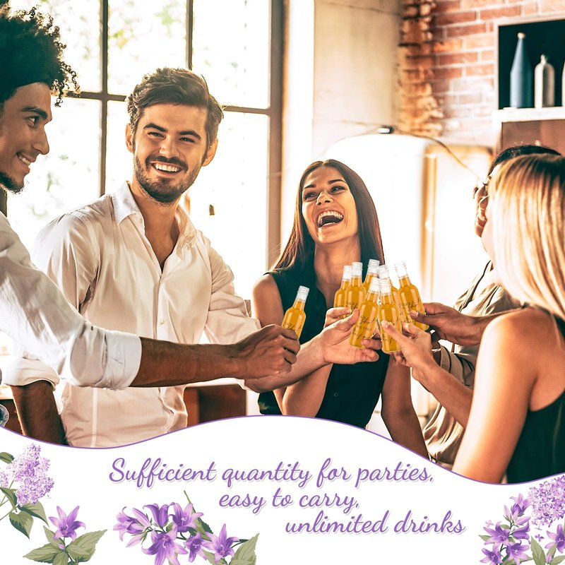 Bokon 200 Pcs Mini Wedding Liquor Bottles Take a Shot We Tied The Knot Shot Glasses for Guests 1.7 Fl Oz/ 50 ml Plastic Reusable Empty Bottle with Cap Funnel Acrylic Mini Glasses for Bridal (Black)