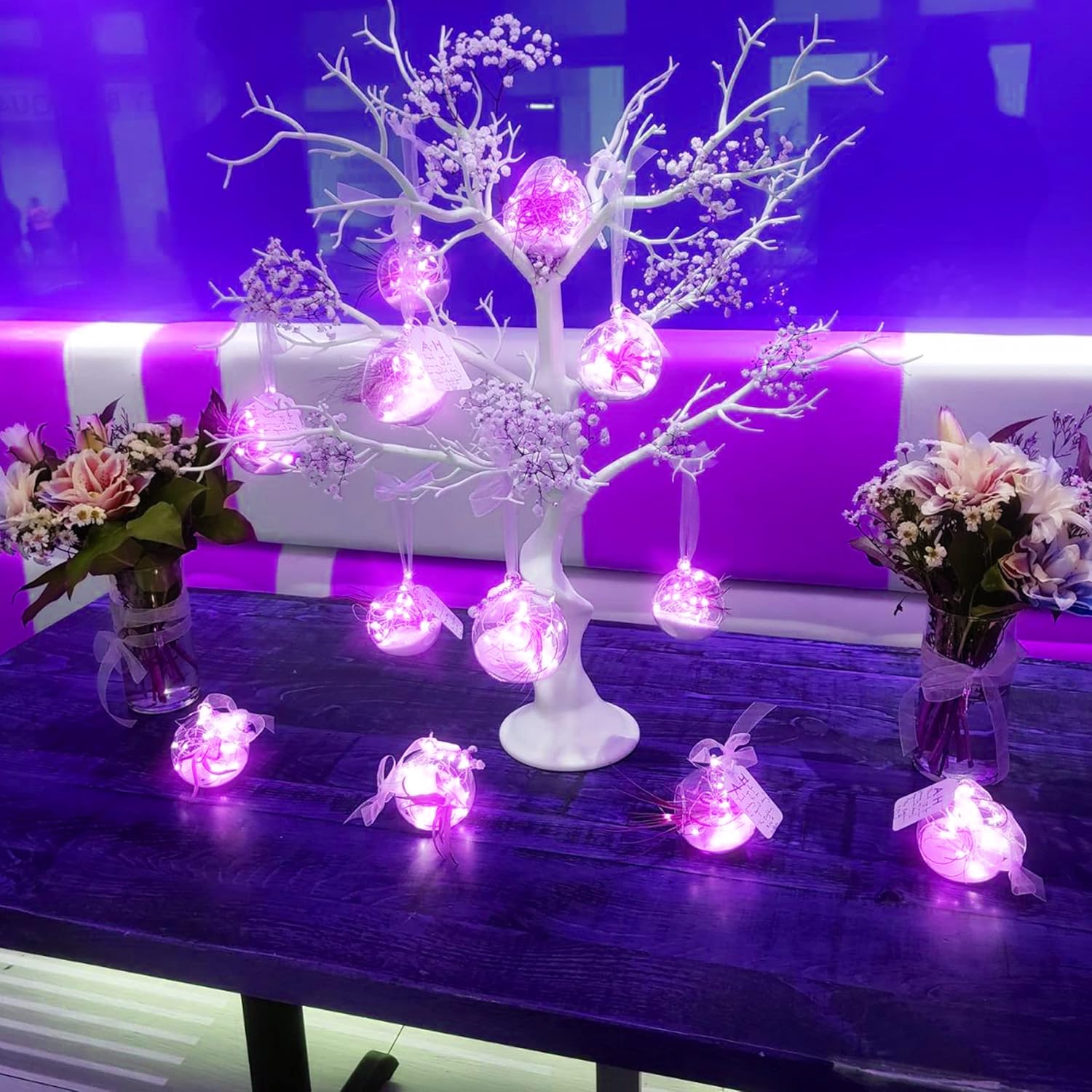 SmilingTown 20 LED Purple Fairy Lights - Battery Operated 6.6ft Waterproof String Lights for Weddings & Parties