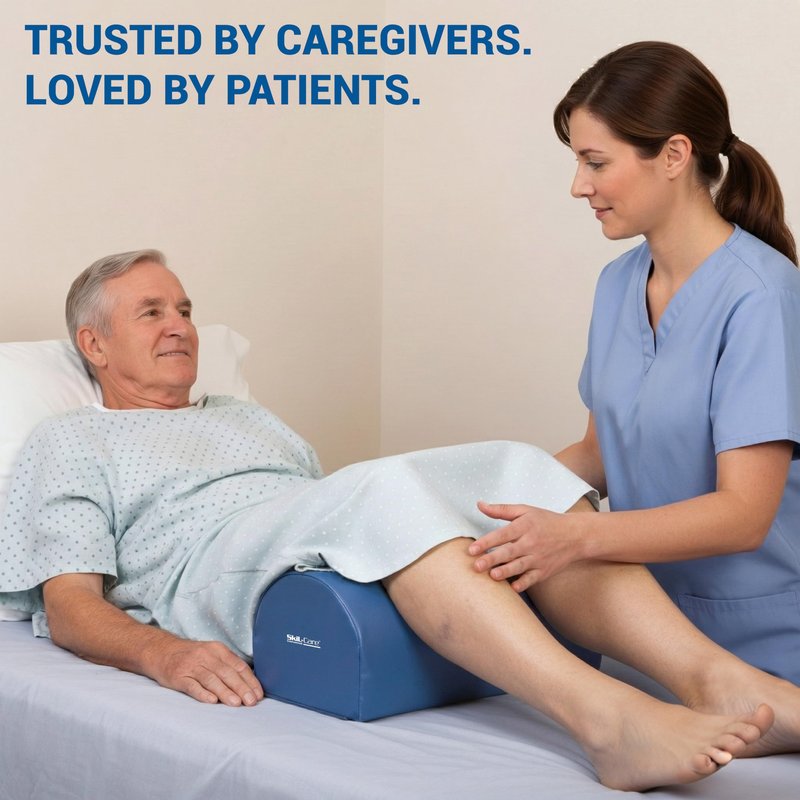 Skil-Care Knee Elevator Posture Pillow, Large Half Round 26 in x 8 in x 7 in Foam Bolster, Knee Cushion for Leg Elevation and Lower Back Support, Wipe-Clean Vinyl Cover, 555046