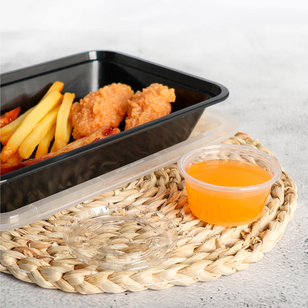 Ezselect 4oz Crystal Jello Shot Cups with Lids 100 Set, Airtight & Freezer Safe Small Meal Prep Plastic Portion Cups for Salad Dessert Condiment Sauce Souffle, Food Storage Cups for Lunch Party Trips