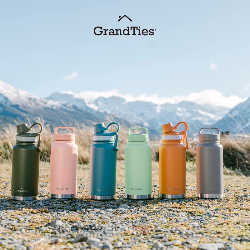 GRANDTIES 2 Lids Sports Stainless Steel Water Bottles – Wide Mouth Vacuum Insulated Reusable Leak Proof BPA-Free Travel Metal Canteen, Thermal Bottles for Men Women Gym (Ivory White 64 oz)