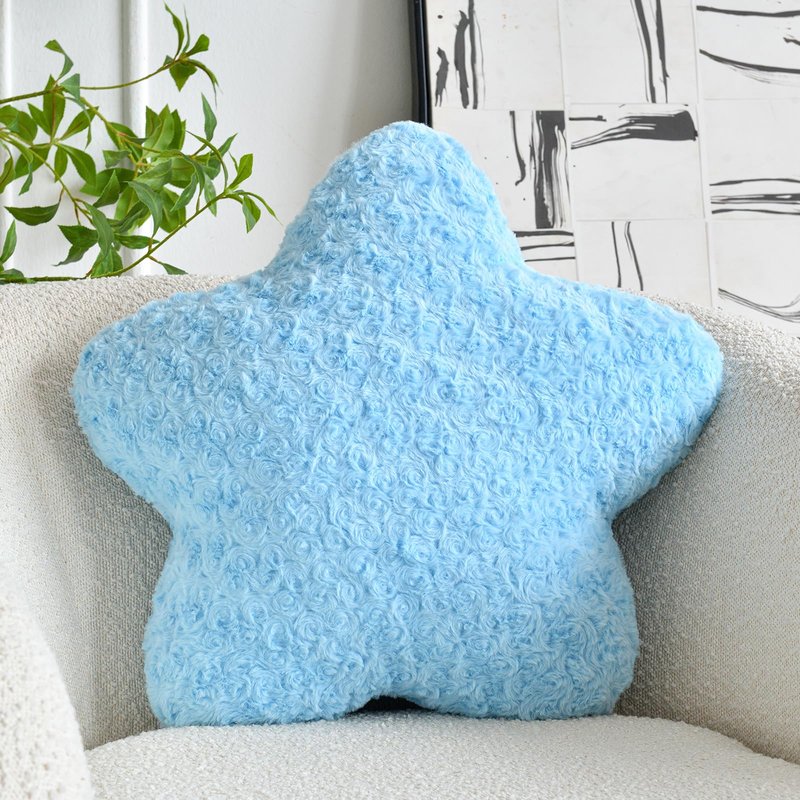 ZCNYCLAM Star Pillow, 14.9" Star Shaped Plush Pillow for Couch Bed Sofa, Cute Decorative Throw Pillows with Soft Faux Fur Room Decor for Bedroom Living Room (Blue)