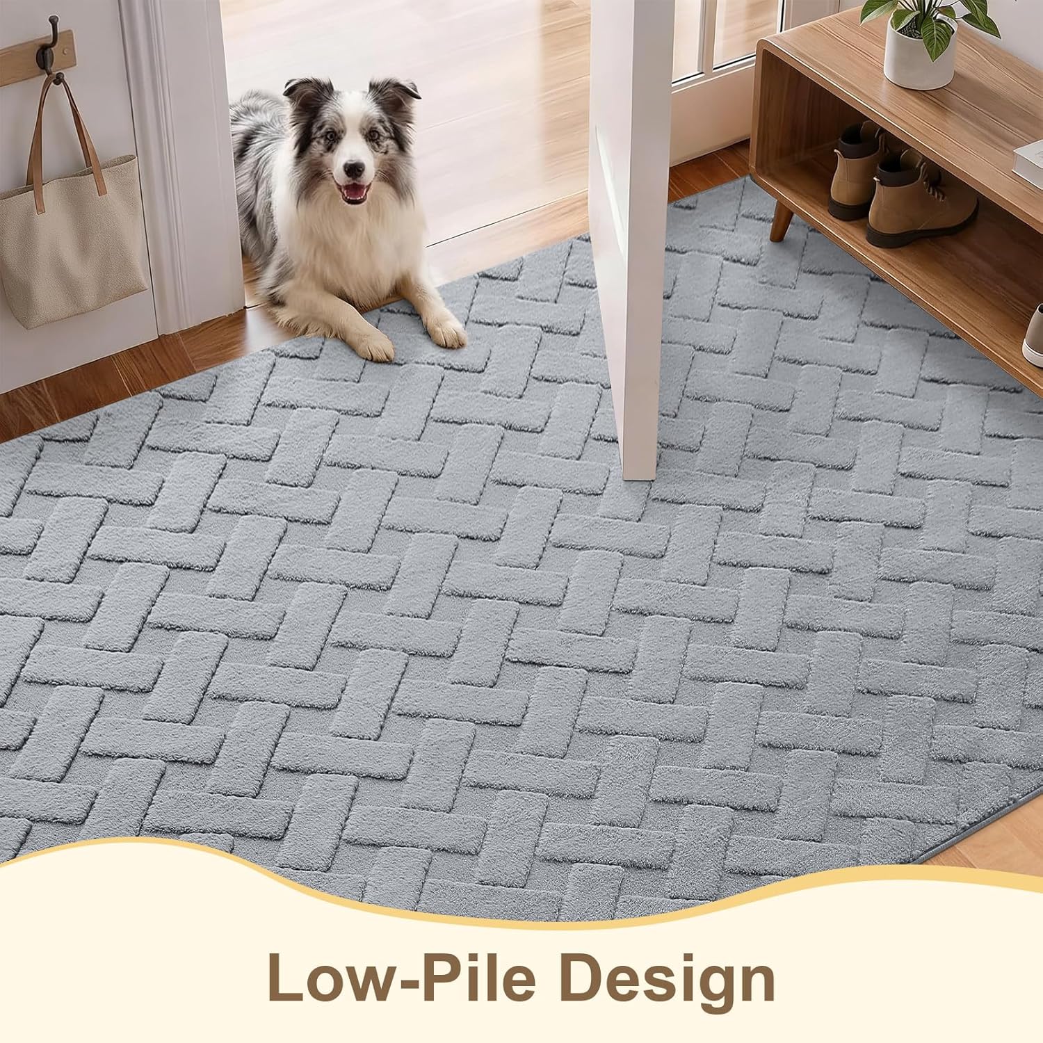 OLANLY Area Rug - Soft Plush Carpet for Living Room & Bedroom | Easy Clean Geometric Shaggy 4x6 Grey