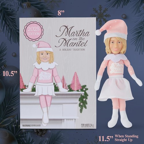 Martha Stewart 12” Plush Collectible Figurines - 2025 Christmas Mantle Decor