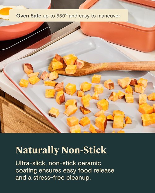 Caraway Non-Stick Ceramic Baking Sheet - Non-Toxic PTFE & PFOA Free - Ideal for Baking & Roasting - Medium (15" x 10") - Slate