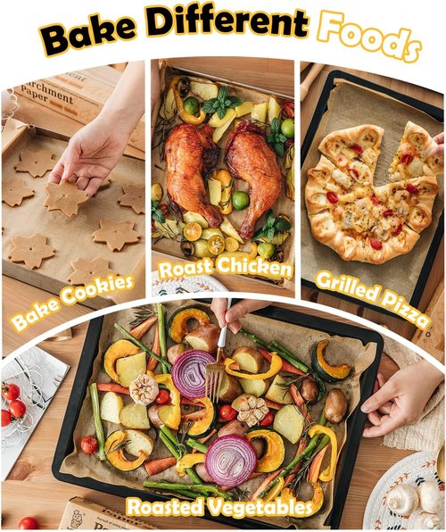 Katbite Heavy Duty Unbleached Parchment Paper Sheets - 200 Pcs, 18x26 Inches, Oil Proof for Baking & Steaming