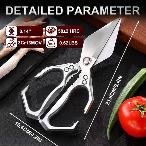 Kitchen Scissors, Multifunctional Heavy-Duty Kitchen Shears, Poultry Shears with Ergonomic Handle High-Carbon Steel for Chicken, Meat, Seafood, Bone Cutting