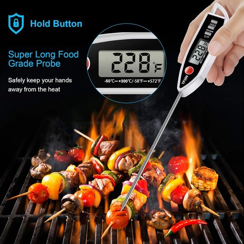 Meat Food Thermometer - Digital Instant Read Cooking Thermometer for BBQ, Oil, Milk & More