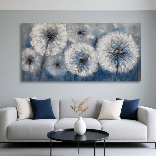Large Dandelion Painting by [Brand Name] - Modern Canvas Wall Art for Living Room & Bedroom Decor