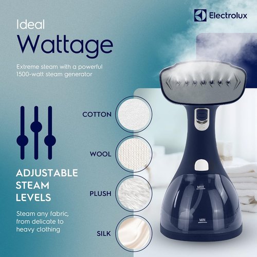 Electrolux Portable Handheld Clothes Steamer - LX15003 Wrinkle Remover with Lint Brush & Fabric Brush | Blue