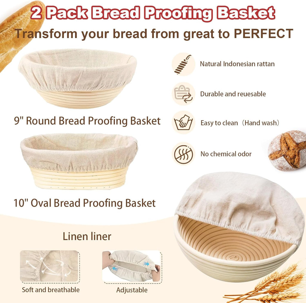 Skiennix Sourdough Starter Kit - Complete Baking Supplies with Scale, Glass Jar & Proofing Basket