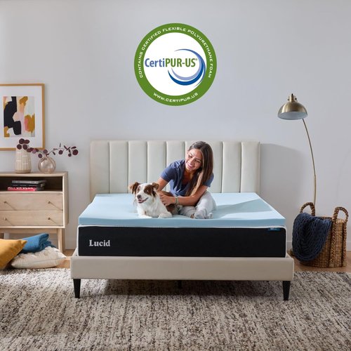 Lucid Memory Foam Mattress Topper - 2 Inch Queen Size Cooling Gel - Pressure-Relieving Plush Comfort