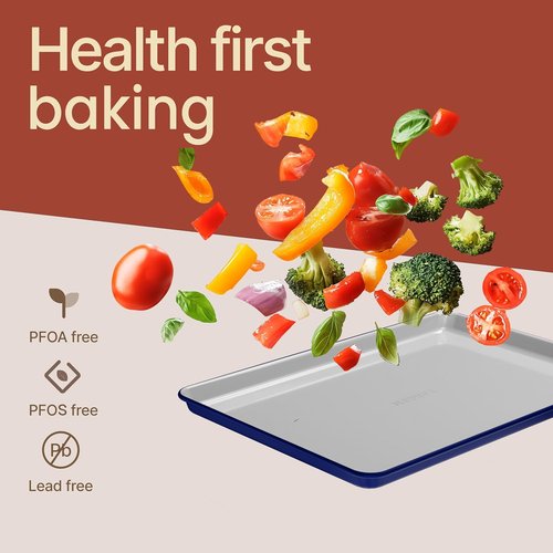 Bakken 8-Piece Nonstick Bakeware Set - Ceramic Coated, Oven Safe to 500°F, Blue | Includes Muffin, Loaf, Cake Pans & Cooling Rack