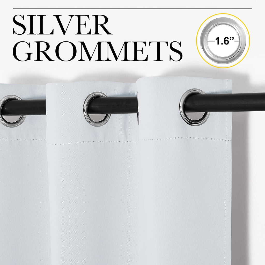 NICETOWN Room Darkening Curtains - Thermal Insulated Grommet Drapes for Bedroom | Greyish White, 2 Panels, 34x63