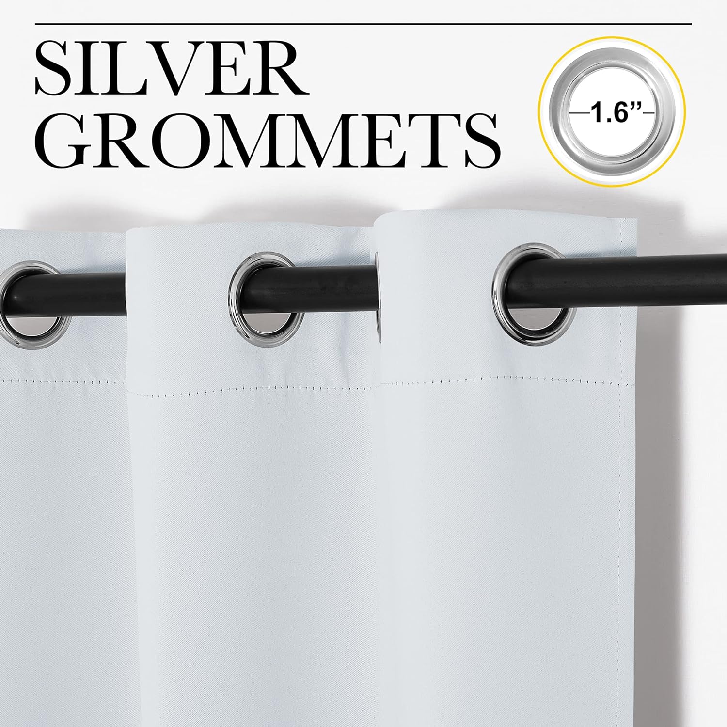 NICETOWN Room Darkening Curtains - Thermal Insulated Grommet Drapes for Bedroom | Greyish White, 2 Panels, 34x63