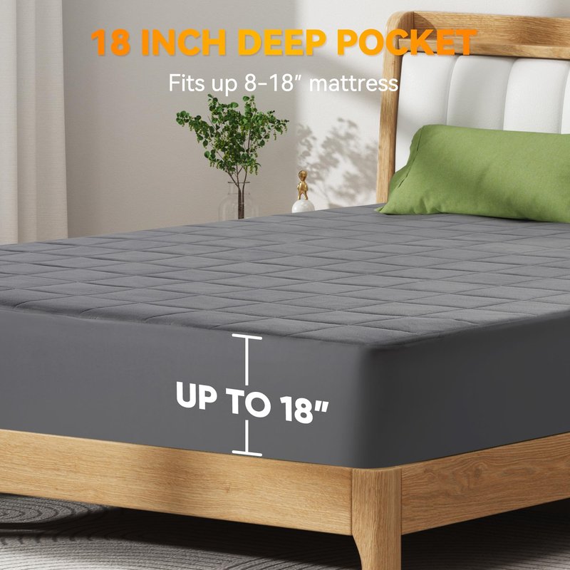 Electric Heated Mattress Pad Queen Size,Coral Fleece Heating Mattress Pad Luxury Bed Warmer 10 Heat Settings | Auto Off 2-4-8 Hours | Fit Up to 18" Deep Pocket | Machine Washable | Gray