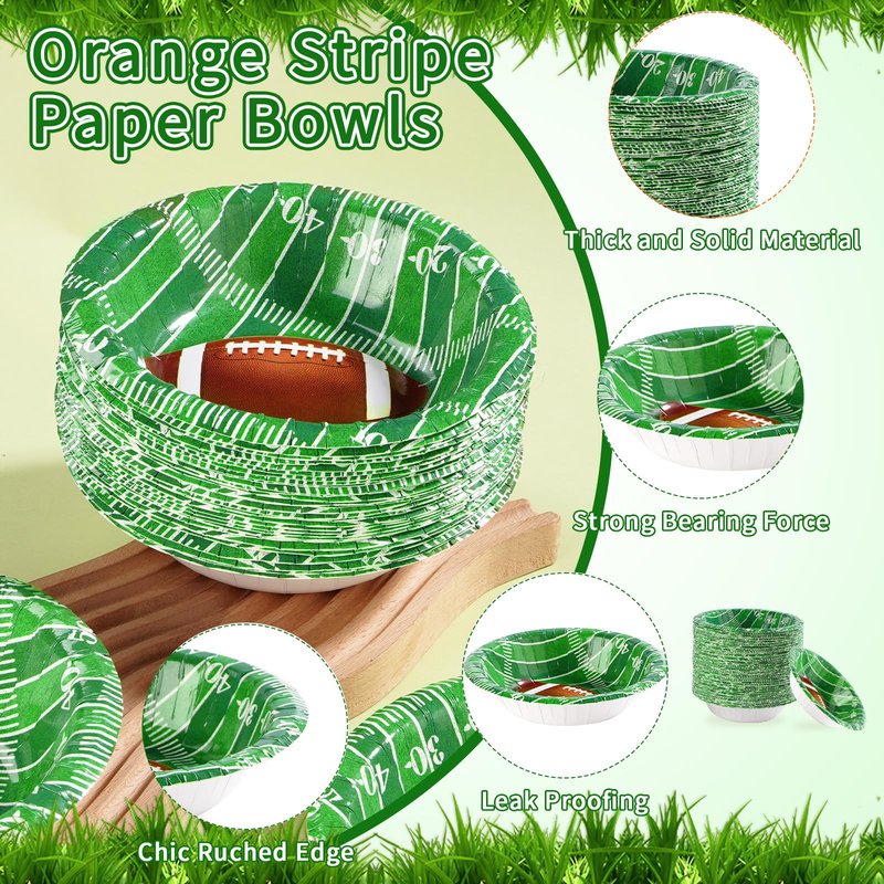 Grencian 100Pcs Fall Paper Bowls 12 Oz Disposable Orange Pumpkin Dessert Bowls Autumn Leaves Soup Bowl for Thanksgiving Harvest Autumn Home Dinner Kitchen Party Supplies