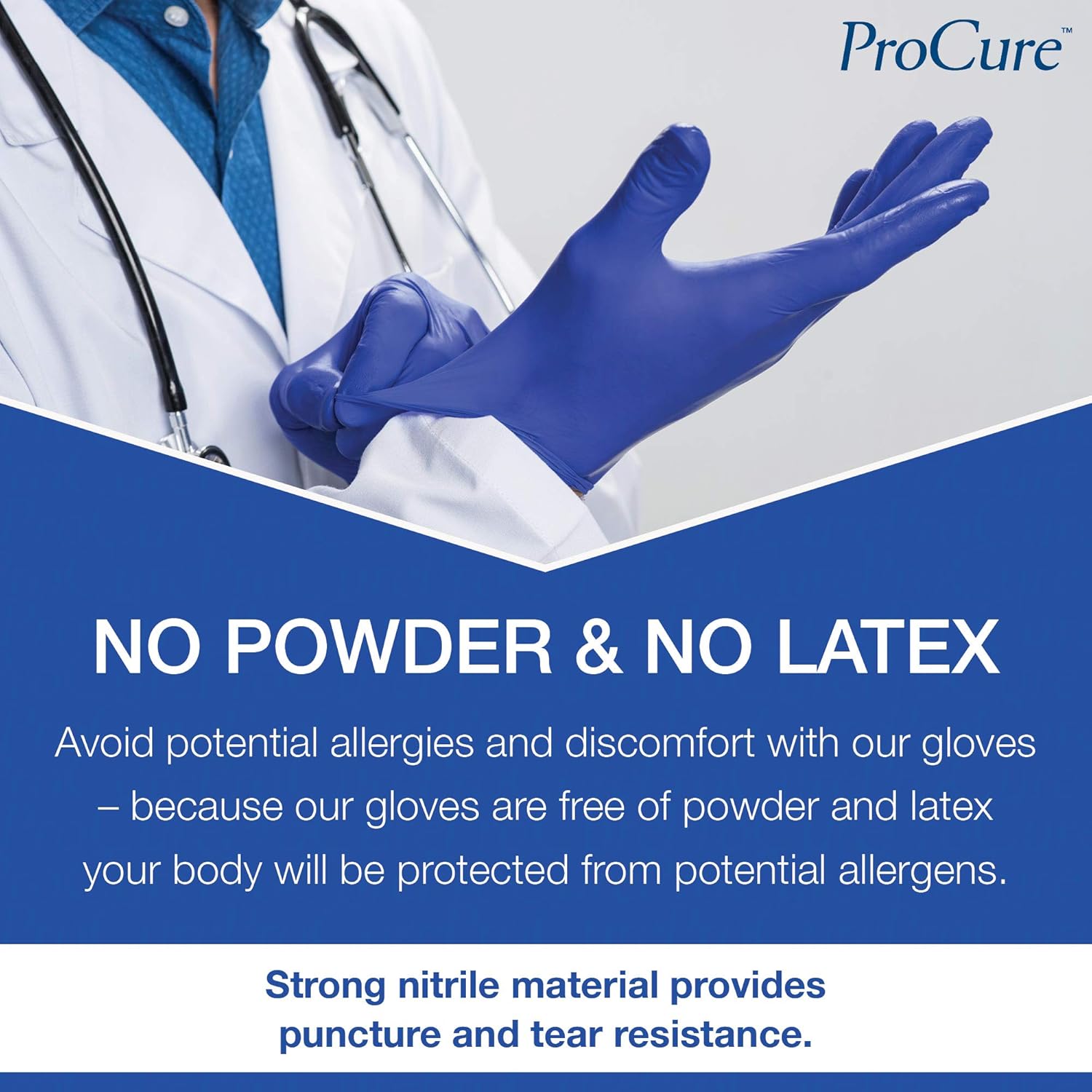 ProCure Disposable Nitrile Gloves - Latex Free & Powder Free | 200 Count Medical Exam Gloves