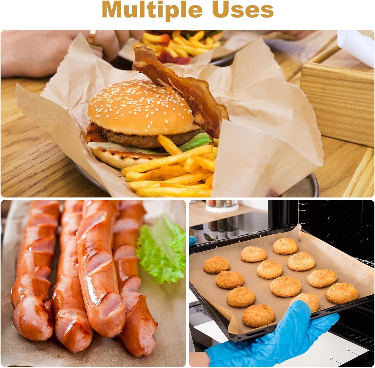 Unbleached Parchment Paper by [Brand Name] - 100 PCS Nonstick Baking Sheets | 23cm x 33cm, High Temp & Oil Resistant
