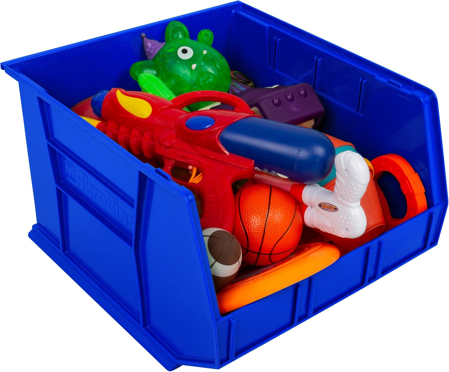 Akro-Mils Plastic Storage Bins - Space-Saving Stackable Organizers for Garage & Pantry | 18" x 16" x 11", Blue, 3-Pack