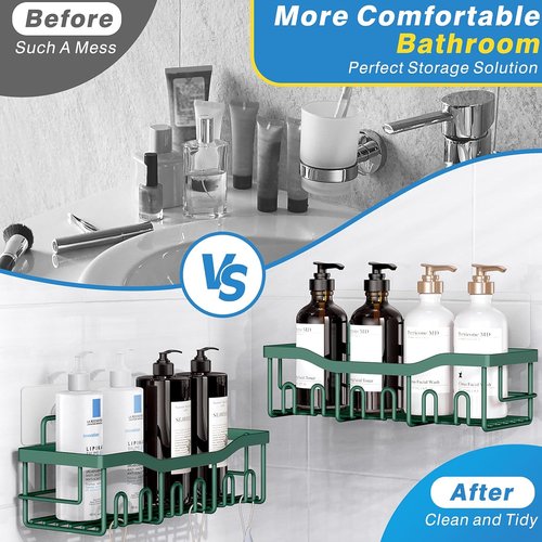 EUDELE Shower Caddy - 2 Pack Adhesive Organizer for Bathroom & Kitchen Storage | Rustproof Stainless Steel