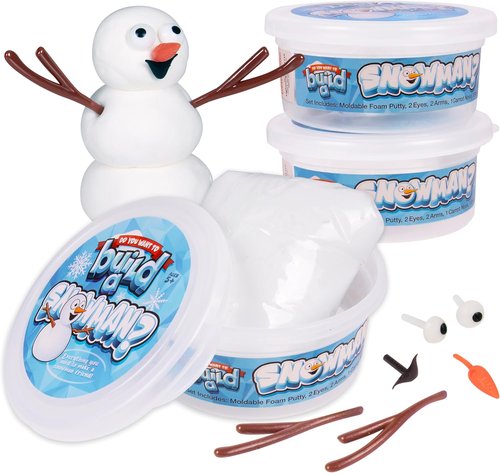 Kangaroo Build A Snowman Kit - 3 Pack Snowballs Toys for Kids | Perfect Winter Crafts & Stocking Stuffers