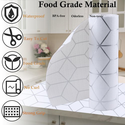 Shelf Liners For Kitchen Cabinet 20 Inch Wide X 20 Ft Non Adhesive Cabinet Drawer Liner Non Slip Water Oil-Proof Strong Grip Pantry Refrigerator Shelves Liner Bathroom Drawer Mat Cupboard Closet Liner