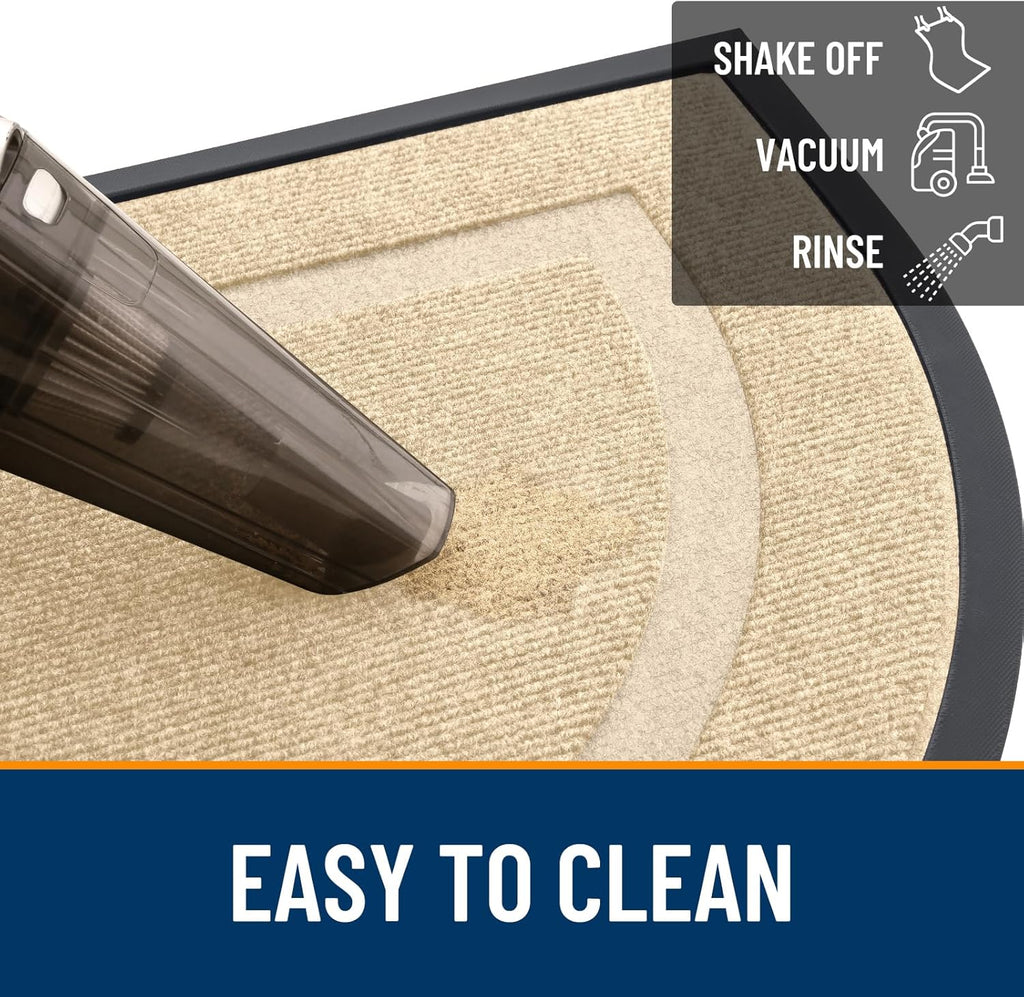 OLANLY Half Circle Door Mat - Waterproof All-Season Welcome Mat | Sturdy Natural Rubber, 47x23, Beige