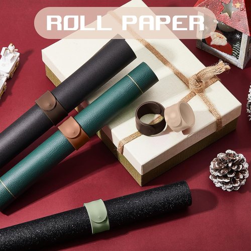 Charniol Wrapping Paper Roll Holder - 12 Silicone-Covered Metal Strips for Organized Storage | Earth Color