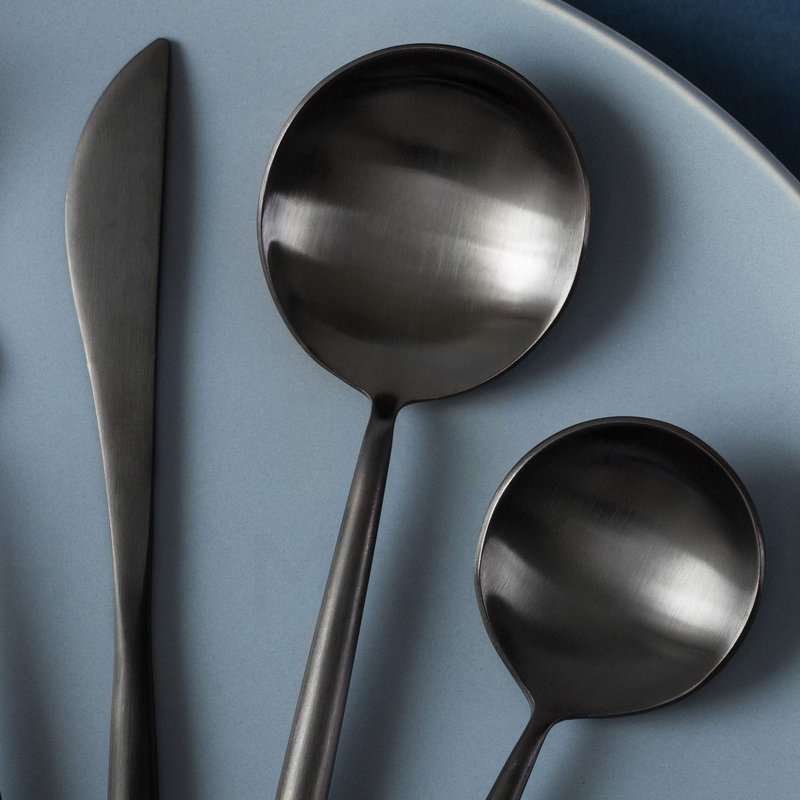 Homelux Theory 18/10 Stainless Steel Silverware Set, 4 Cutlery Set of 5pc Heavy Duty Spoons & Forks Set, Stainless Steel Kitchen Utensils, Adaline Royal Modern Utensils & Contemporary Flatware Set