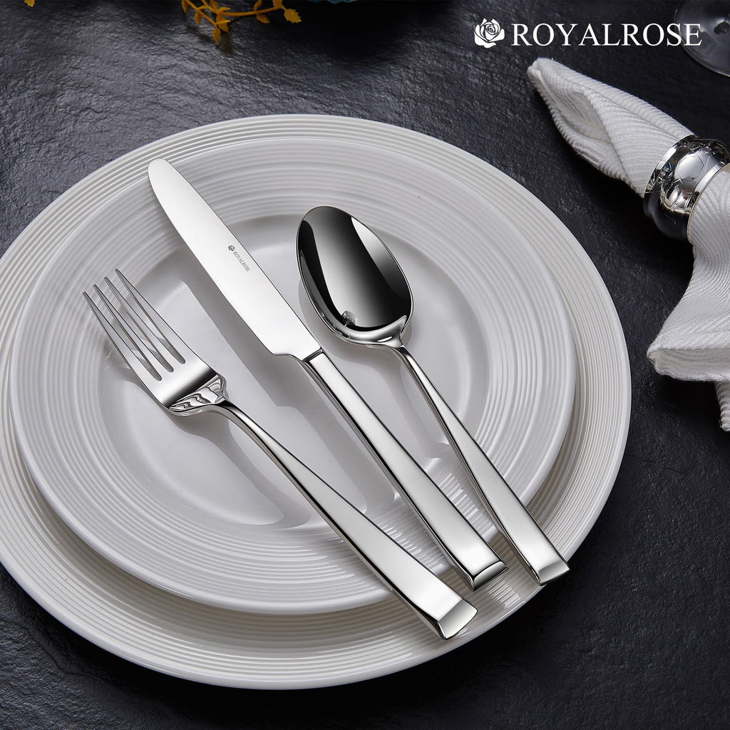 Royalrose 20-Piece Alexander Fine Silverware Set, Service for 4, 18/10 Stainless Steel, Well Made, Dishwasher Safe, Heavy Duty Flatware Set