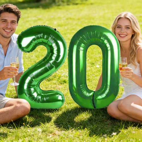 40-Inch Dark Green Foil Balloon Numbers - 18th Birthday & Wedding Celebration Decor for Men & Women