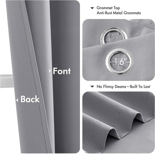MIULEE Light Grey Blackout Curtains - Thermal Insulated Room Darkening Drapes | 72 Inches Long, 2 Panels