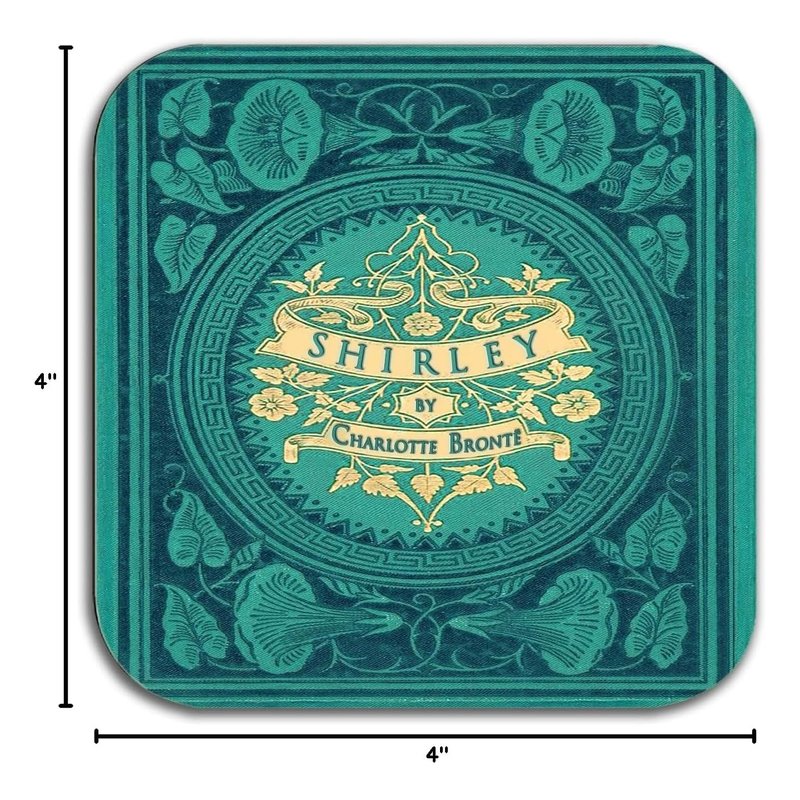 Bronte Sisters Literary Coasters, 6-Piece Set Featuring Classic Book Covers. Jane Eyre, Villette, Wuthering Heights, The Tenant of Wildfell Hall, Shirley, Agnes Grey.