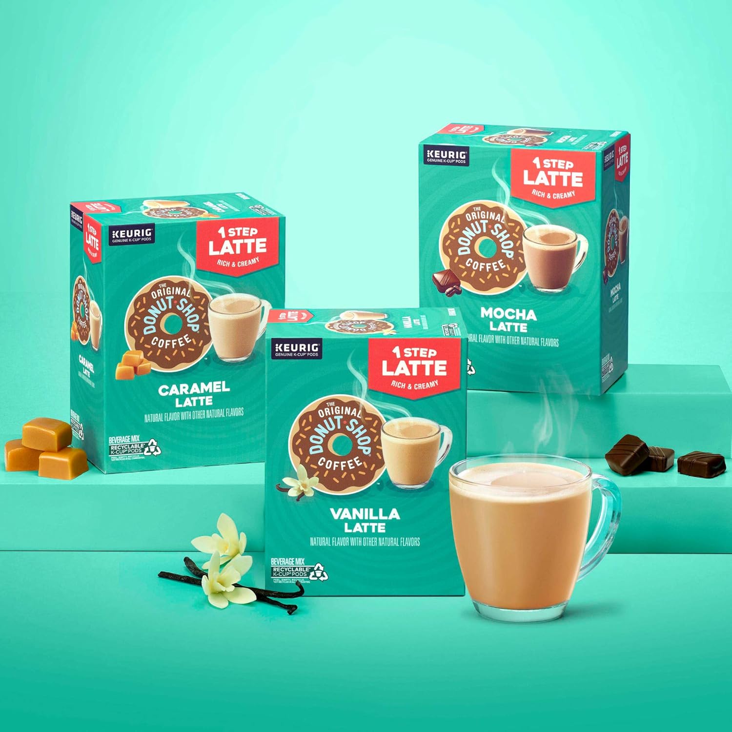 Original Donut Shop Vanilla Latte K-Cup Pods - Flavored Coffee, 20 Count for Keurig
