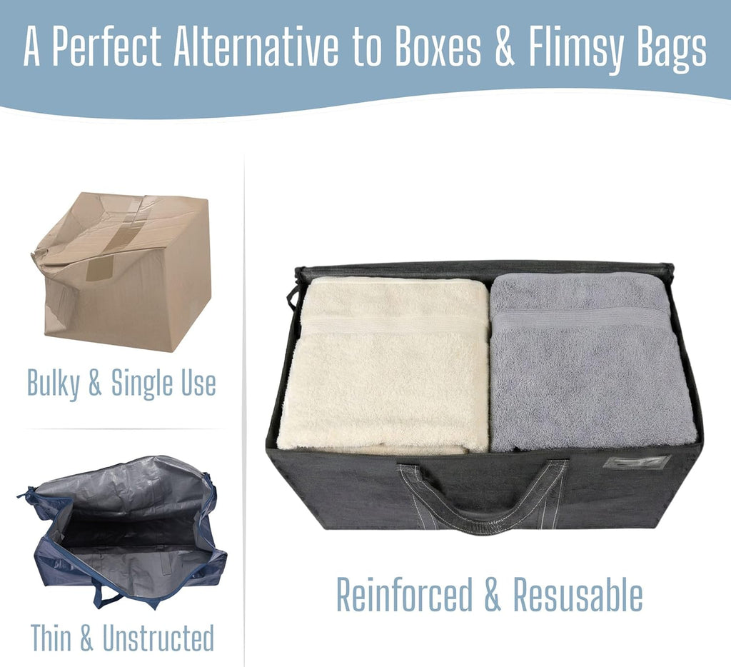 VENO Heavy Duty Moving Bags - 8 Pack Extra Large Storage Solution with Reinforced Handles & Zippers | Foldable & Reusable for Clothes & Dorms