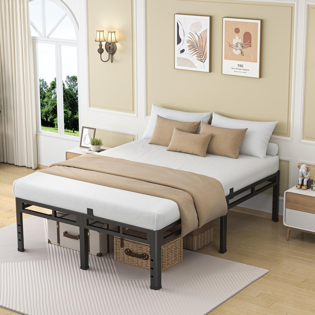 NKZ 24-Inch Full Size Bed Frame - Heavy Duty Metal Platform with Round Corner Legs & Noise-Free Design