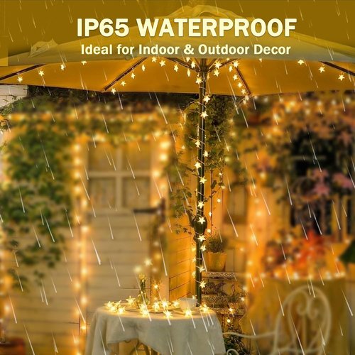 HEYFUNi 39FT Warm White Star String Lights - 100 LED Waterproof Fairy Twinkle Lights for Indoor & Outdoor Decor