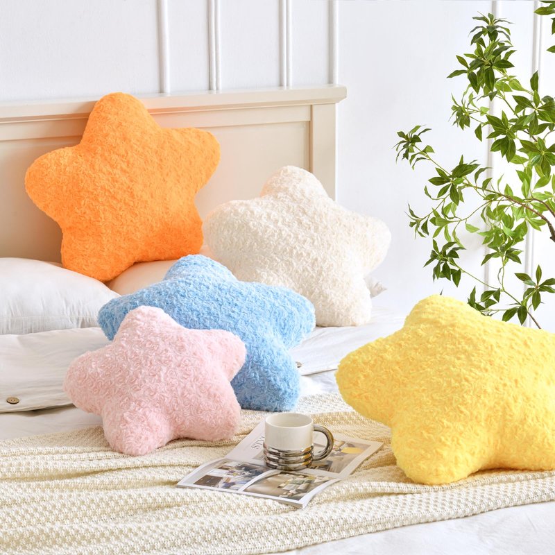 ZCNYCLAM Star Pillow, 14.9" Star Shaped Plush Pillow for Couch Bed Sofa, Cute Decorative Throw Pillows with Soft Faux Fur Room Decor for Bedroom Living Room (Blue)