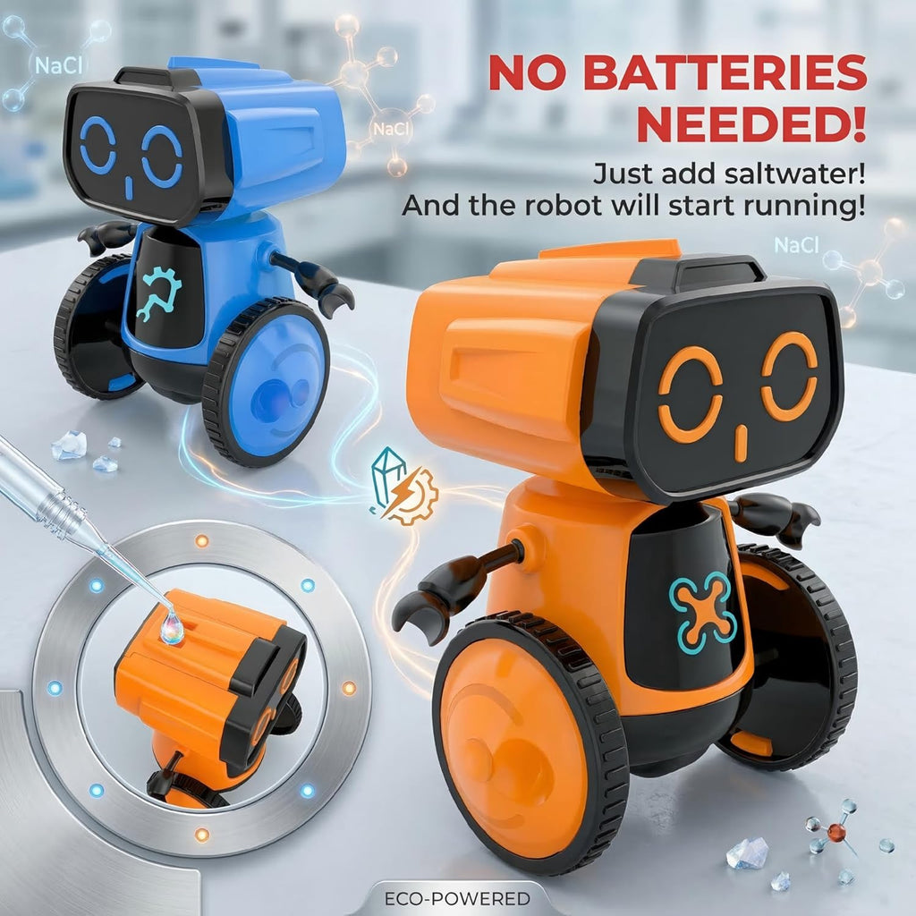Science Saltwater-Powered Robot Kit - DIY STEM Toy for Creative Experiments | Eco-Friendly Gift for Kids (Blue)