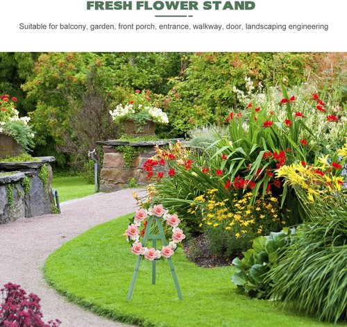 Cabilock Funeral Wreath Stand - 20.47 Inch Chrysanthemum Flower Rack for Cemetery Displays