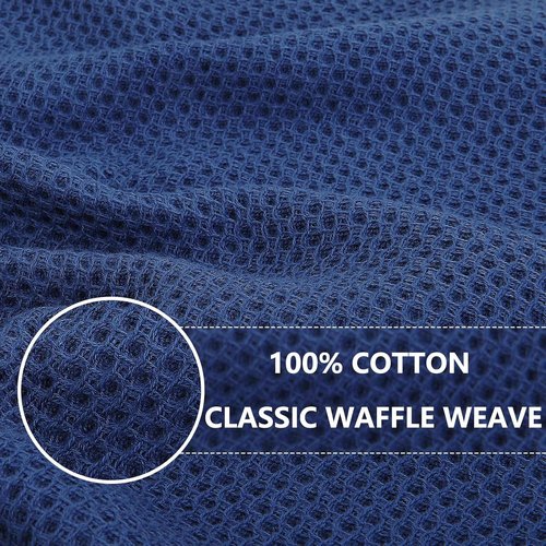 Homaxy 100% Cotton Waffle Weave Dish Towels - Ultra Soft & Absorbent | Quick Drying, 13x28 Inches, Navy Blue, 24-Pack