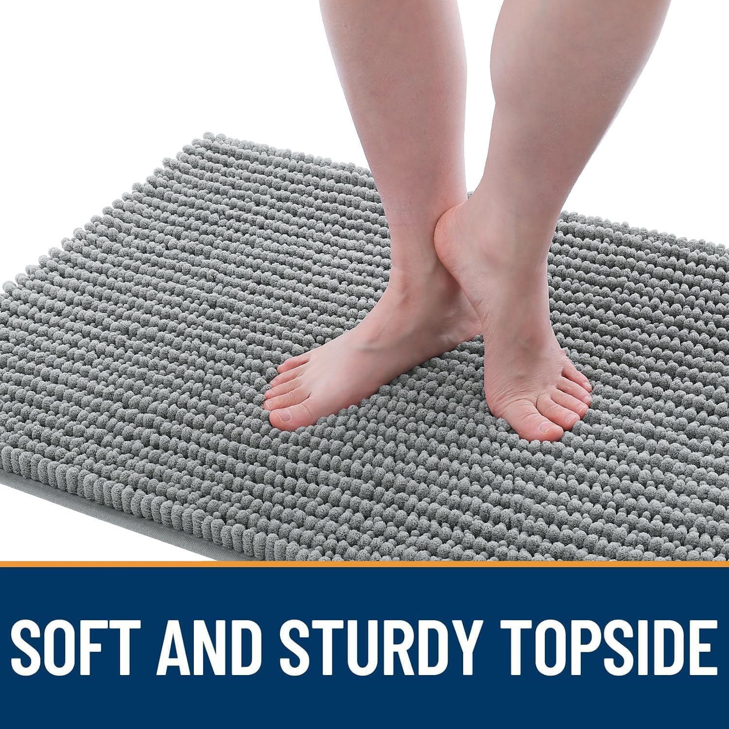 OLANLY Dog Door Mat - Ultra Absorbent Chenille Mud Doormat | Non-Slip, Washable, 47x24, Grey