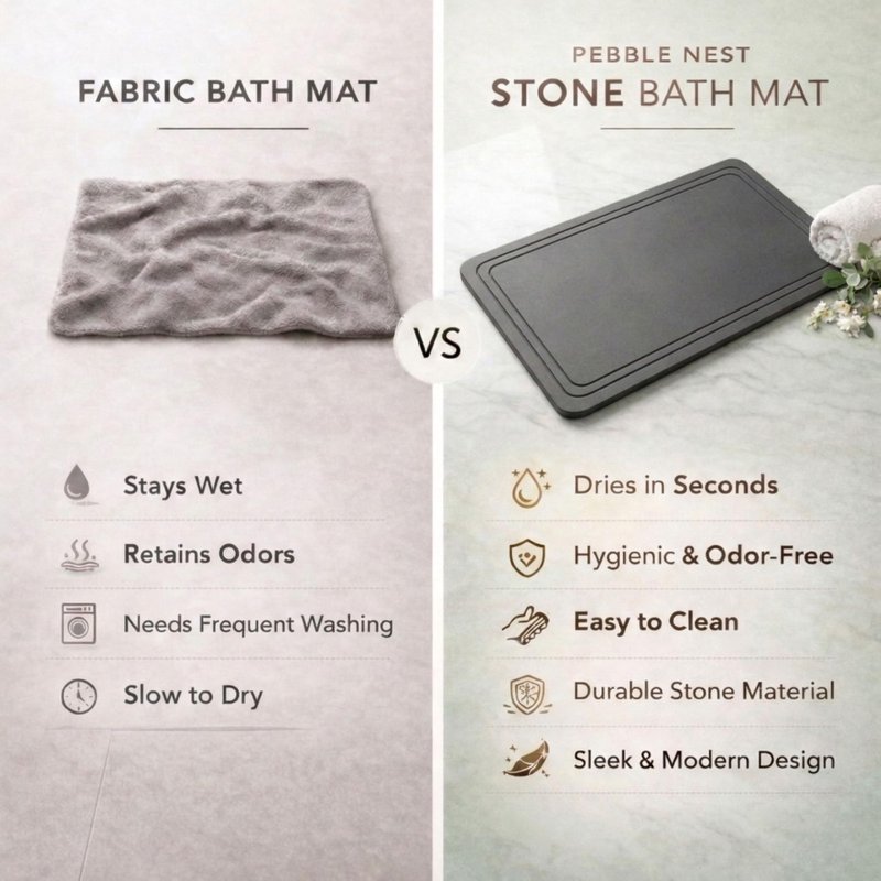 Pebble Nest Stone Bath Mat – Diatomaceous Earth Quick Drying Non-Slip Bathroom Mat – Super Absorbent Diatomite Shower Mat, Durable & Easy to Clean, Modern, 23.6" x 15.3", (Slate Grey - Linea)