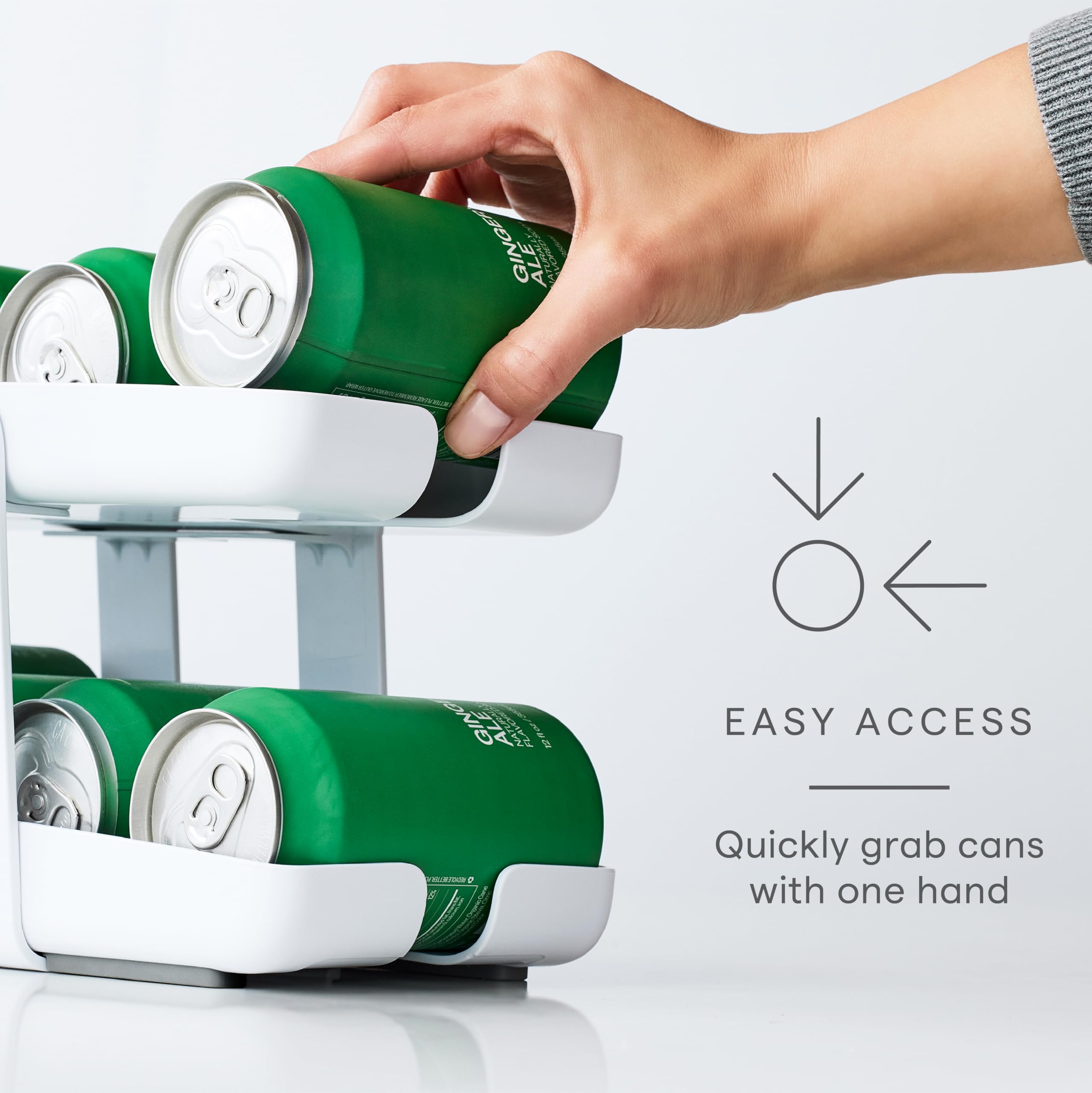 YouCopia RollDown Can Dispenser, Space-Saving Rolling Dispenser and Organizer for Refrigerator Storage, White