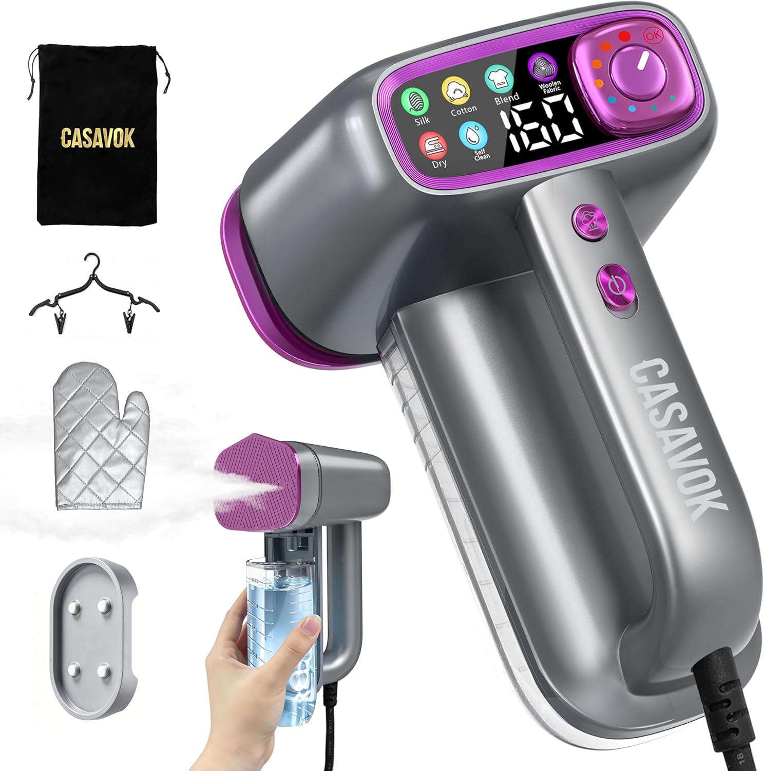 Skiennix Travel Steamer for Clothes - 2-in-1 Handheld Iron with 160ml Water Tank | 6 Steam Modes for Home & Office