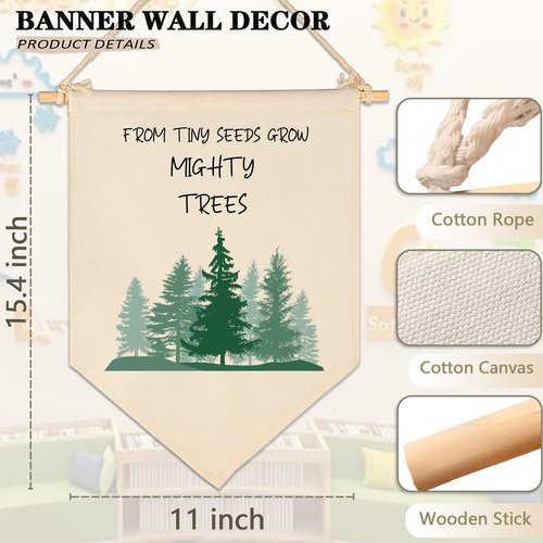 from Tiny Seeds Grow Mighty Trees-Green Forest-Flag Sign Gift for Baby Boys Girls Kids-Banner Pennant Wall Decor Gift for Nursery Bedroom Playroom -Baby Gift Shower-New Home Christmas Gift