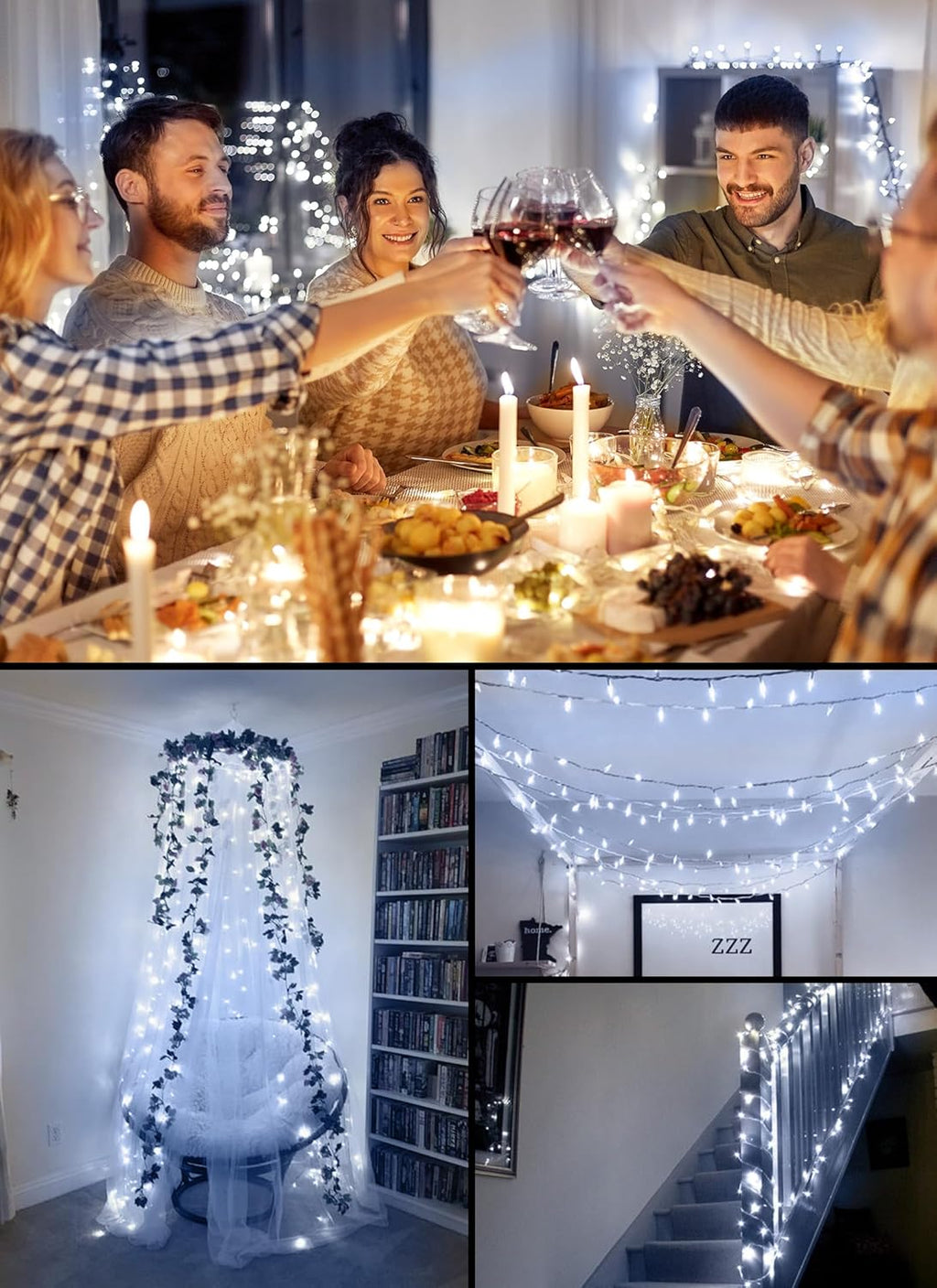 Skiennix Battery Operated Christmas String Lights - 8ft 20 LED Mini Lights with Timer | Pure White for Indoor & Outdoor Decor