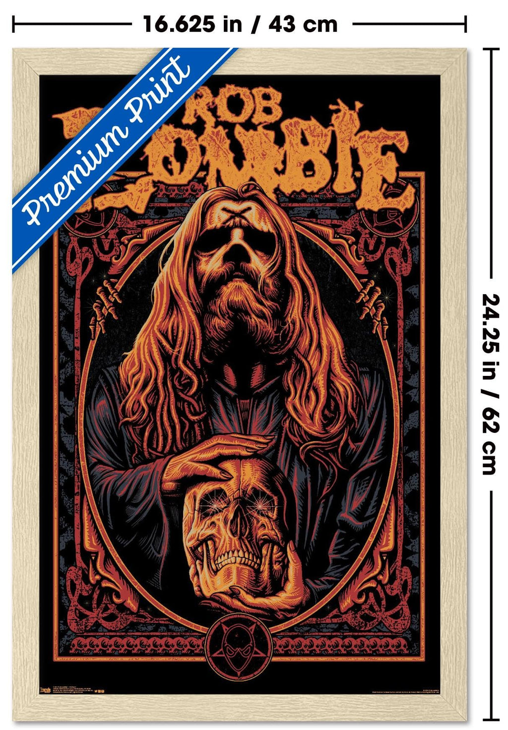 Rob Zombie - Warlock Wall Poster, 22.4L" x 14.7W", Blonde Framed Version