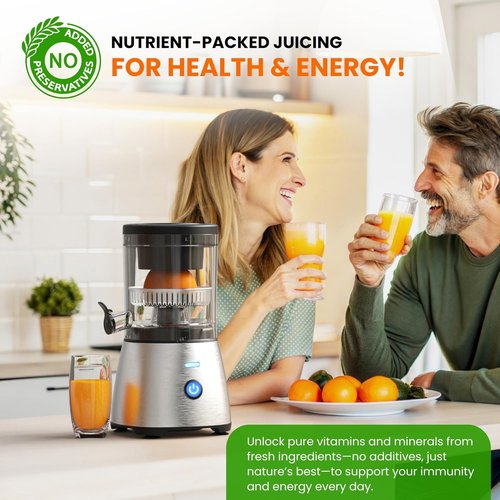 Eurolux Electric Citrus Juicer - Premium Stainless Steel One-Touch Squeezer for Oranges, Lemons & Limes | Quiet & Easy to Clean Kitchen Appliance